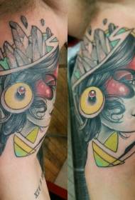 Tatuaggio del ritratto di donna misteriosa vecchia scuola colorato braccio