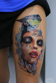 Personeco ina portreto tatuaje ŝablono