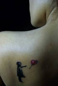 Pečių minimalistinio meno mergaitės baliono tatuiruotės paveikslėlis
