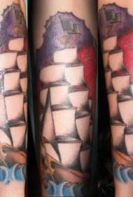 Arm Farbe gesegelt Piratenschiff Tattoo Muster