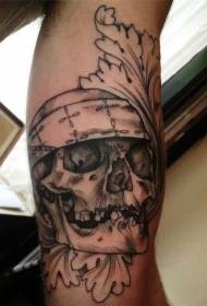 Black pirate skull tattoo pattern