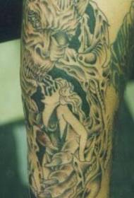 Diabeł z piękną kobietą wzór tatuażu