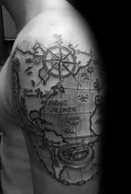 Координирана ширина и должина шема на тетоважа _10 црна и сива географска географска ширина и должина, ја координираат сликата за тетоважа