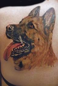 Realistic and realistic German Shepherd tattoo on the shoulders