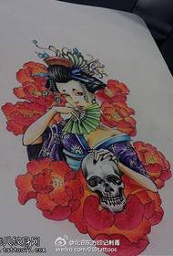 Modello di tatuaggio manoscritto geisha dipinto