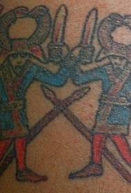 Egipto dviejų karių tatuiruočių dizainas