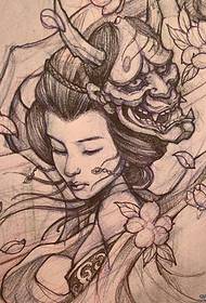 Traditional geisha prajna tattoo manuscript