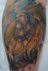 Umbala womlenze we-viking pirate inqanawa yomlo we tattoo