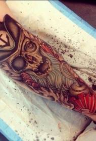 Padrão de tatuagem de pirata de crânio de cor de braço
