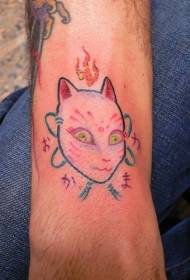 Modello di tatuaggio maschera gatto giapponese
