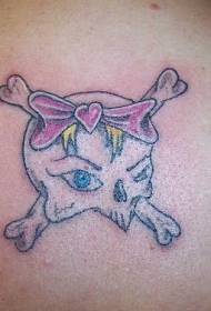 Uzorak tetovaže lubanje na leđima jednostavne djevojke