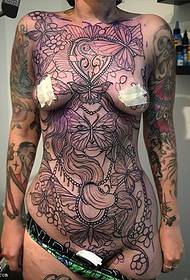 Pola tato wanita garis gaya Jepang