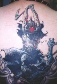 Samurai kills demon tattoo pattern