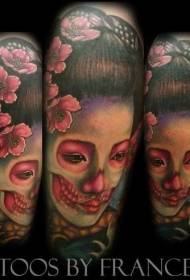 Modèle de tatouage geisha dégoûtant démon couleur épaule