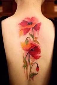 18 desain tato bunga merah segar kecil untuk wanita