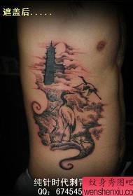 Maskla flanka talio klasika gruo blanka gruo tatuaje ŝablono