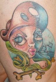 Tatuaggio mezzo morto pirata cartone animato a vita laterale