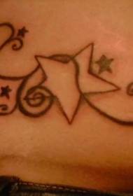 Kiuno cha kike muundo rahisi wa tattoo ya nyota tano