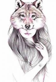 Kızlar için Boyalı Fox Kız Dövme El Yazması Resim