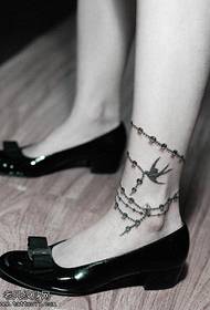 여자의 구두 삼키기 문신은 문신과 공유됩니다.