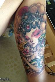 Motif de tatouage de fleur de jambe