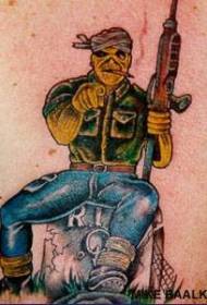 Monster Warrior Tattoo Pattern on Back Colored Tomb