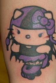 Leg cartoon purple kitty cat wheel tattoo pattern