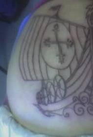Nave pirata spalla linea nel modello del tatuaggio dell'oceano