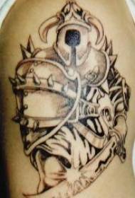 Brig Viking Warrior Armor na Sword Tattoo Pattern