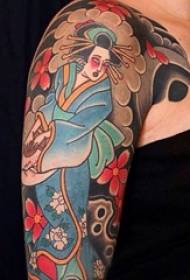 A variety of line sketch classic Japanese traditional totem geisha tattoo pattern