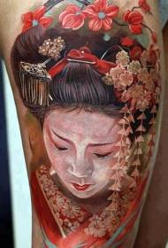 Pote pragtige waterverf portret geisha tatoo patroon