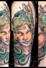 Rameno farba moderný tradičný štýl žena tetovanie vzor