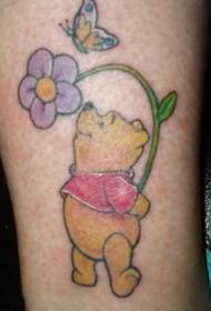 Winnie the Pooh bulaklak at pattern ng tattoo ng butterfly