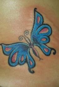Mėlynos spalvos drugelio tatuiruotės modelis