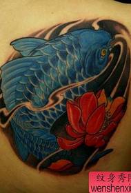 Męski wzór tatuażu: kolor tatuażu Squid Lotus Tattoo Pattern