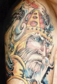 Aṣọ funfun irungbọn Viking Warrior Tattoo Pattern