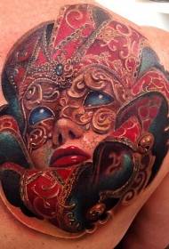 Imaxe da tatuaxe da máscara misteriosa da cor da ombreira