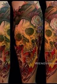 Nice geisha flower tattoo pattern