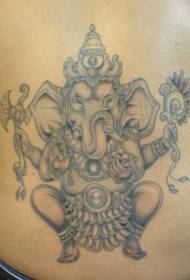Waist gray dance Indian elephant god tattoo picture