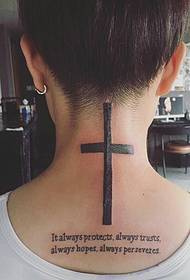 Uzorak tetovaža s križem i engleskim jezikom