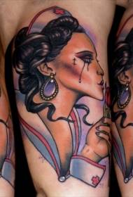 Боја на рацете, стилски сестринска сестра на тетоважа во нов стил