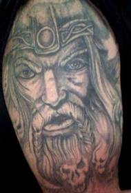 Modello di tatuaggio di spalla guerriero vichingo ritratto