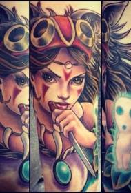 Arm old school color mysterious woman portrait tattoo