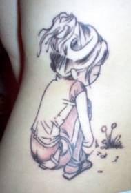 Taille-side eenvoudig triest meisje tattoo patroon