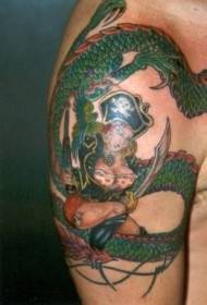 Pirate bras avec motif de tatouage de couleur dragon de mer