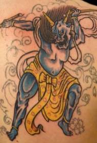Plavi uzorak tetovaža plavog demona samuraja