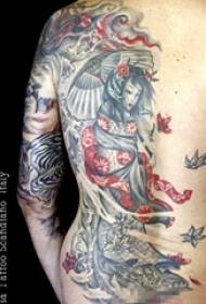 Mga klasiko ng kultura ng Hapon, magandang geisha, malikhaing pagkatao, pattern ng tattoo