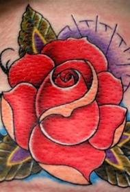 Picha ya bega ya kweli rangi ya rose ya tattoo