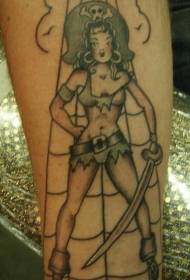 Leg pirate model tatuazh shpatë vajzë