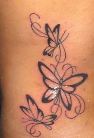 Elegante mudellu di tatuaggi di farfalla negra